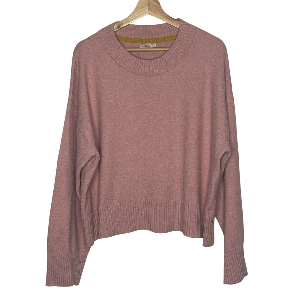Faherty Women XL Dusty Rose Pink Cotton Blend Relaxed Crewneck Sweater